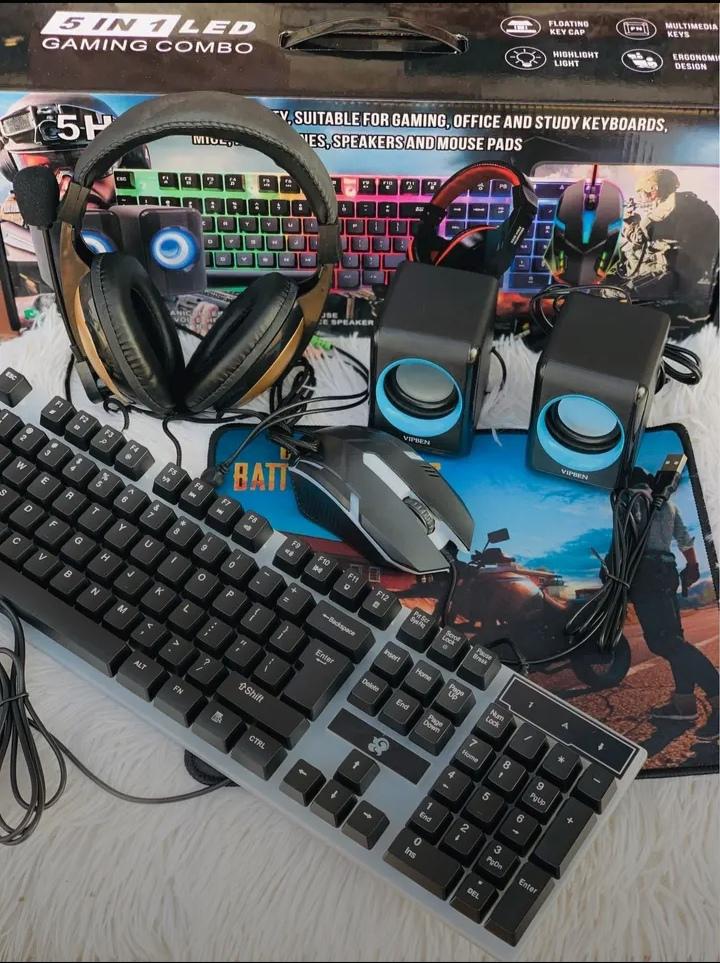 Combo Gamer 5 em 1 LED RGB